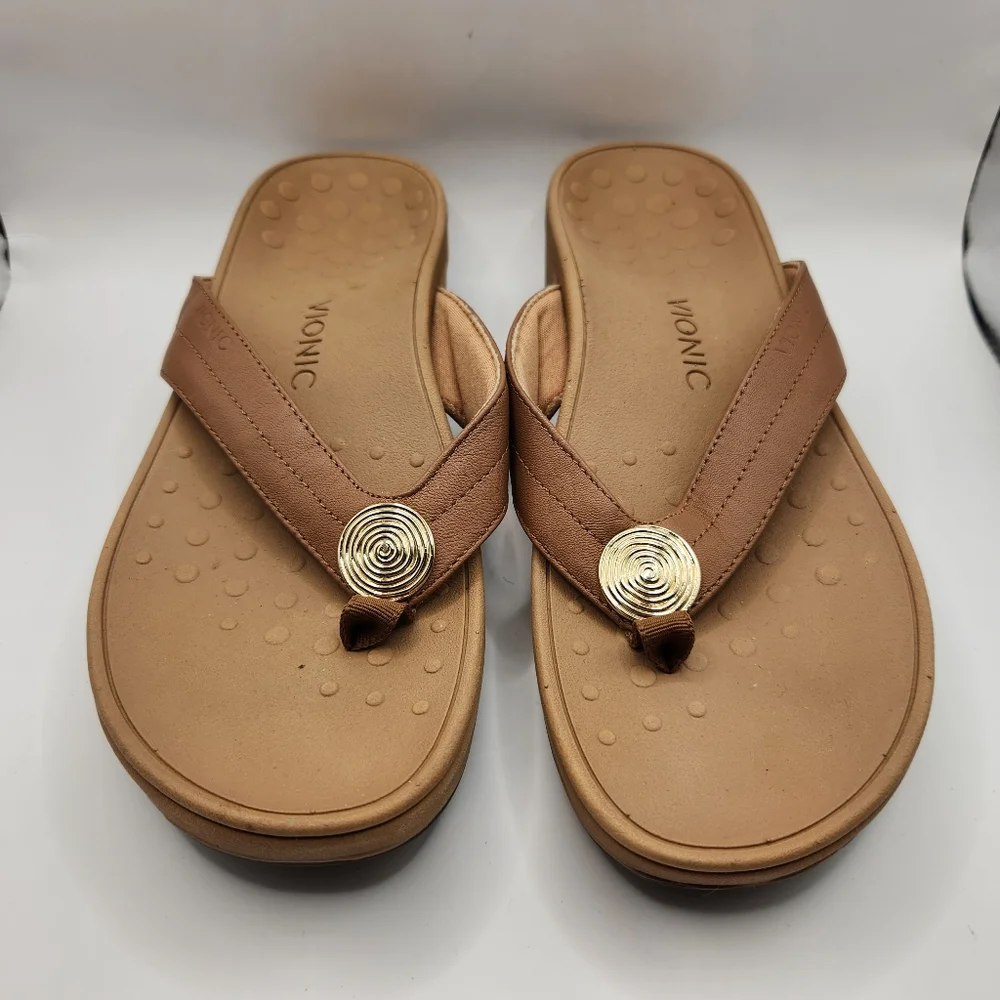 Women's Tan Vionic Pilar Platform Thong Sandals Size 9